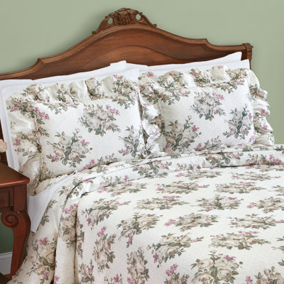 Christina Plisse Floral Ruffled Edge Pillow Sham Set