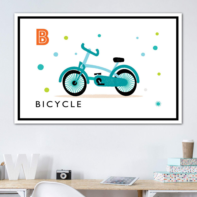 «B Is» pour vélo - impression, Pas de tapis, H 40 po x l 60 po x 1,5 po, Toile blanche encadrée