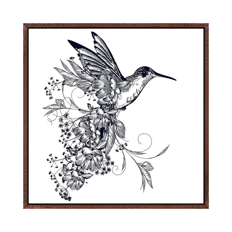 Hummingbird by Artsy Bessy - Gallery-Wrapped Canvas Giclée on Canvas, 45.72 cm H x 45.72 cm W, Classic Wood Floater Frame