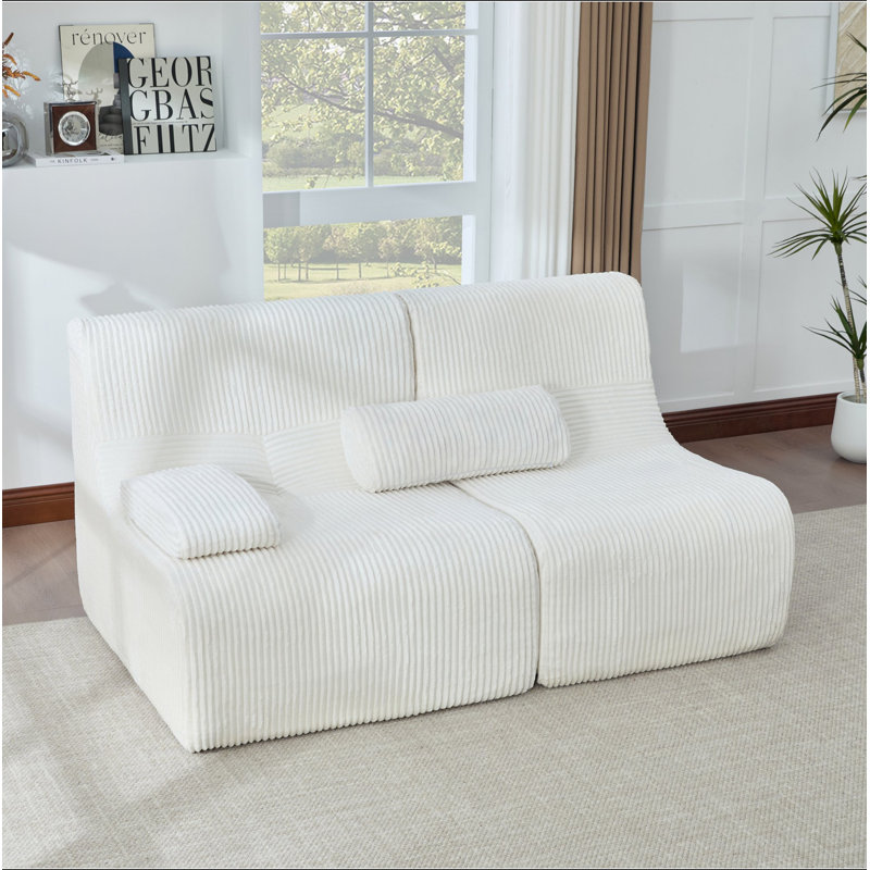 Canapé modulaire moderne 63,7 po, White Corduroy