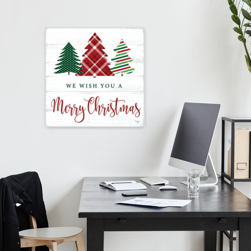 We We You A Merry Christmas, arbre de Noël contemporain abstrait, art d'hiver, H 18 po x l 18 po