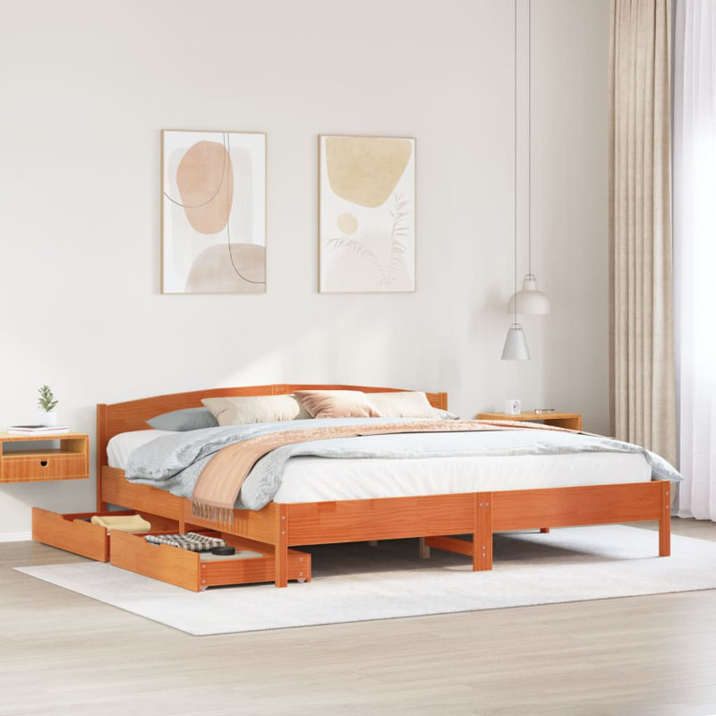 Storage Bed, Wax Brown, 200 x 200cm
