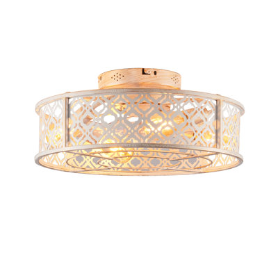 Ventilateurs de plafond en fer style fleur 20 po avec télécommande, ventilateur encastré en cage pour chambre à coucher, salon - ampoules rétro non incluses