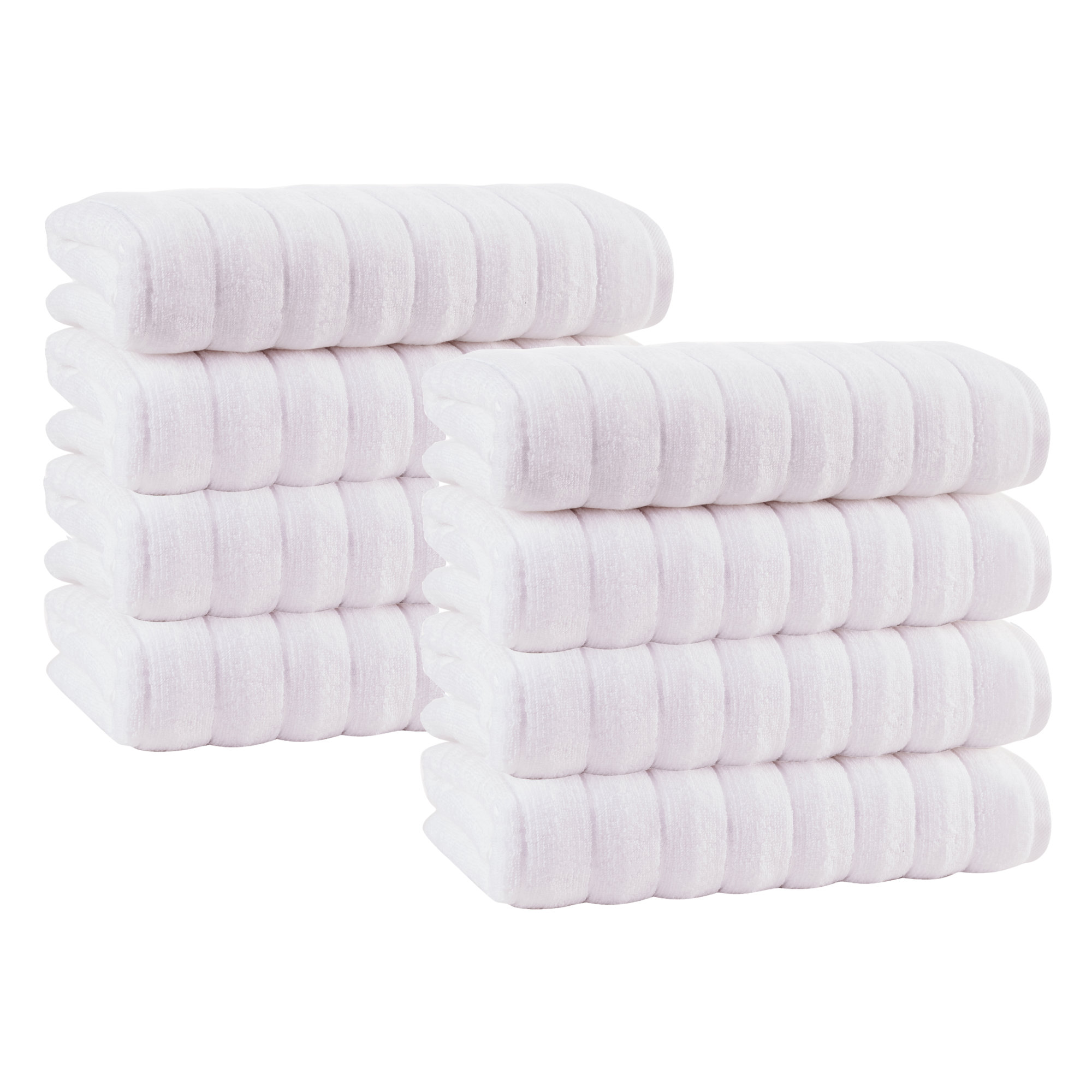 Rachel Turkish Cotton Ribbed Hand Towels, White