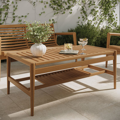 Table basse d'extérieur en bois de teck naturel de 46 po Hayden