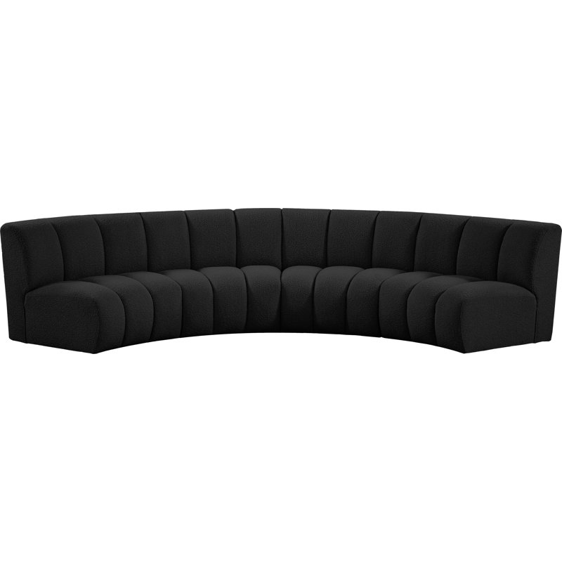 Infinity Upholstered Curved Sectional Symmetrical, Black Boucle Fabric
