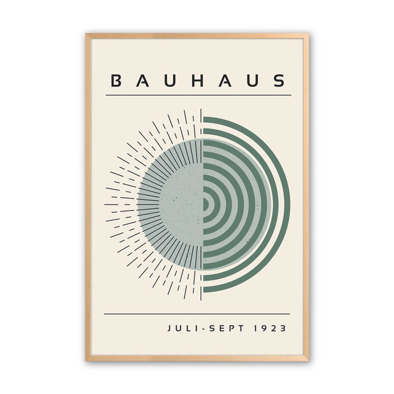 Imprimé Bauhaus Echoing Rays, H 25 po x l 19 po, Cadre photo simple érable brut
