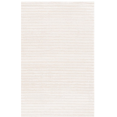 Striped Machine Woven Polypropylene/Polyester/Jute/Sisal Area Rug in Ivory/Beige