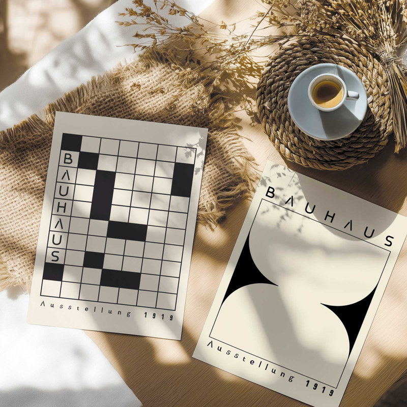 Bauhaus Grid & Balance, ensemble de 2 impressions dans un cadre, Papier, H 36 po x l 48 po x P 0,1 po