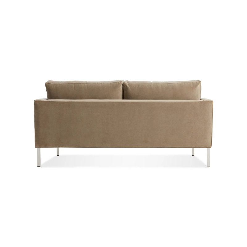 Paramount Loveseat, Otter Velvet Velvet, Stainless Steel