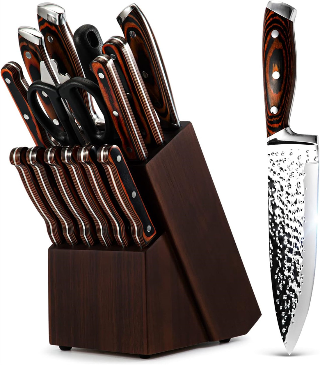 Styled Settings Copper Knife Set with Sharpening Block 
