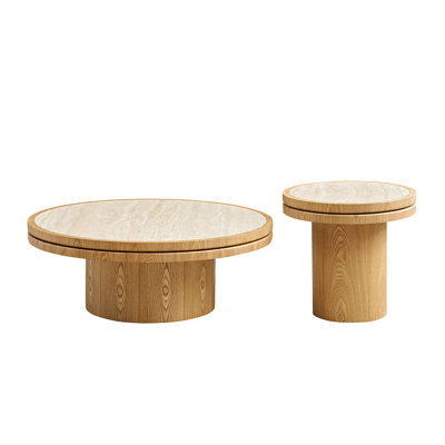 Wooden Round Coffee Table Set(Set Of 2)