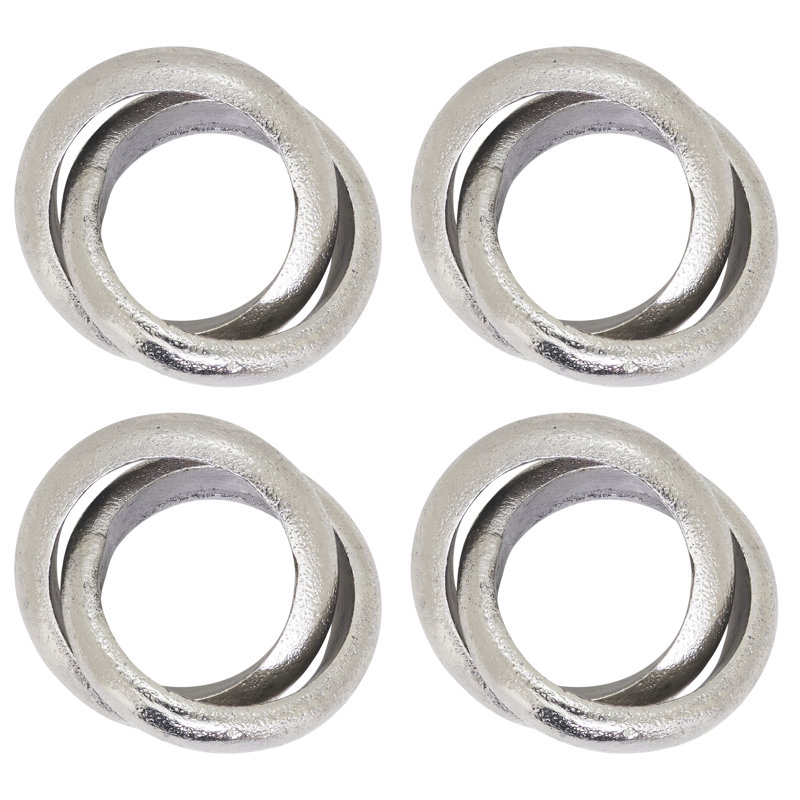 Rond de serviette Interlock (ensemble de 4), Argent