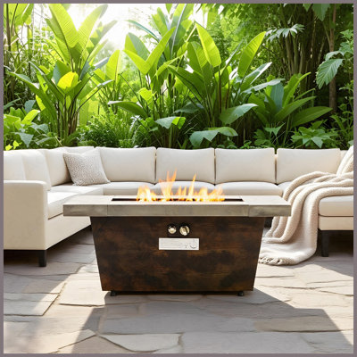 Table de foyer rectangulaire au propane en acier 40000 BTU pour la cour extérieure