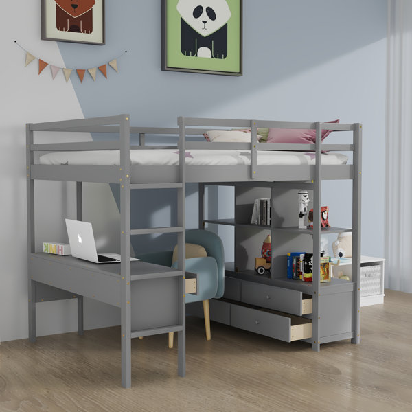 Harriet Bee Erjon Kids Full Loft Bed with Drawers & Reviews | Wayfair