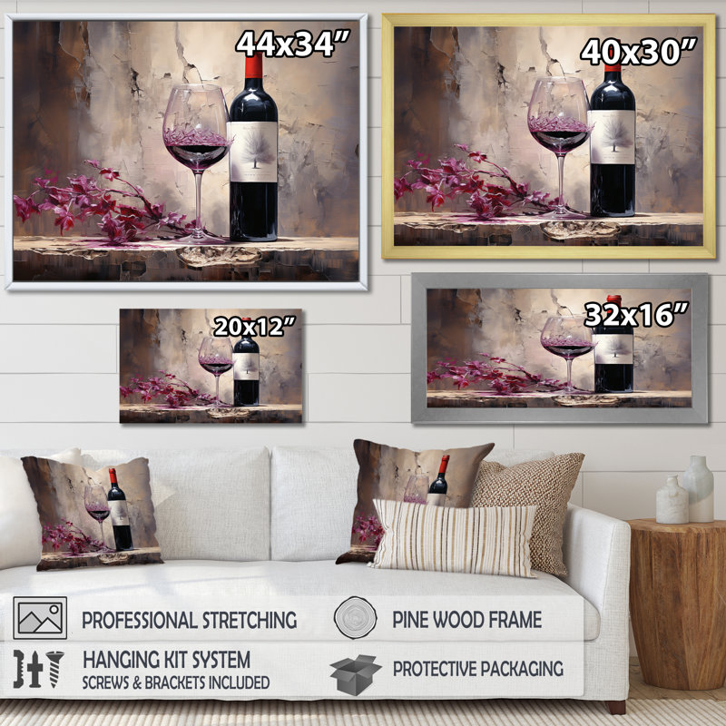 Claret Clarity I sur toile, Cadre doré simple, H 30 po x l 40 po x P 1,5 po