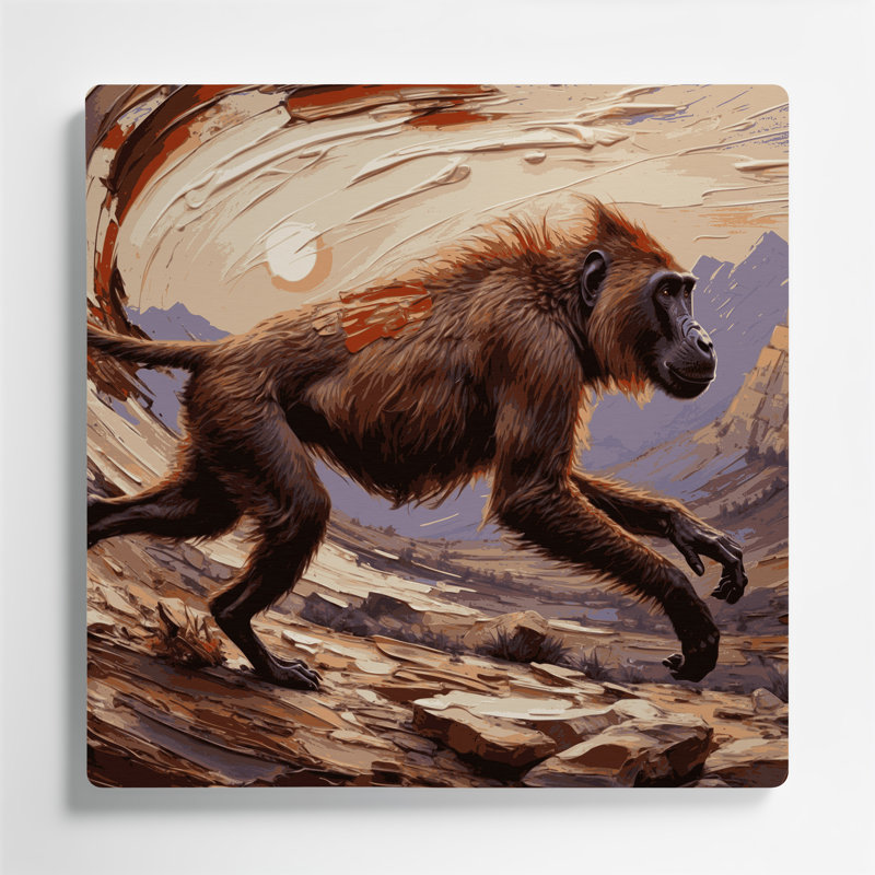 Faune, art mural en métal brun Gelada