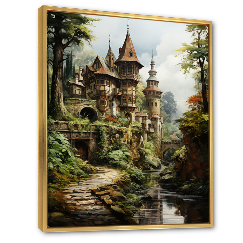 «Castles Rustic Retreat Earthy II», reproduction sur toile, H 32 po x l 16 po x P 1 po, Cadre flottant doré