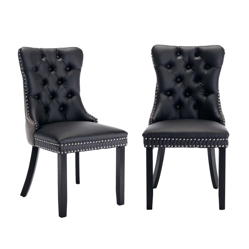 Esdert 20'' H Tufted Upholstered Side Chair, Black/Gray