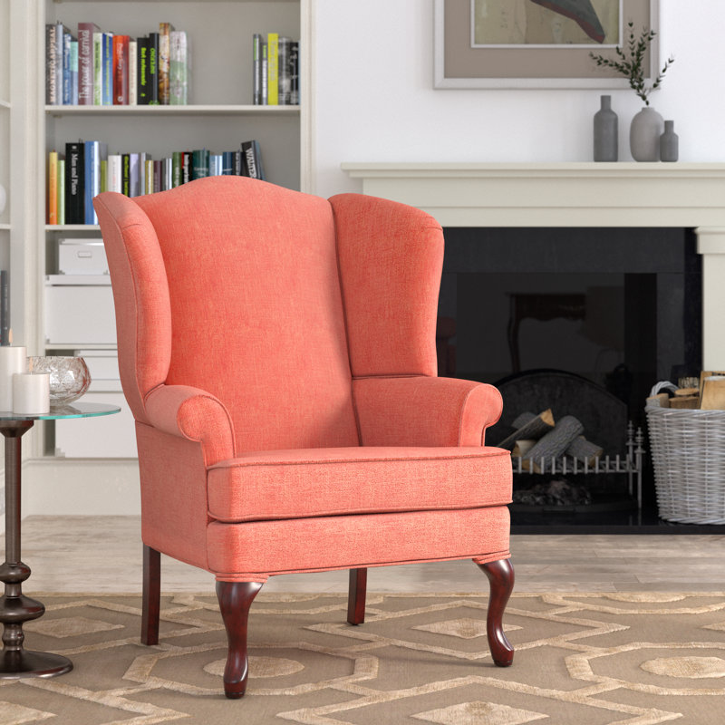 Fauteuil à oreilles en polyester l 28 po Mandalay, Corail