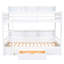 Lit superposé simple en bois de pin blanc avec tiroir de rangement et tablettes intégrées, facile à assembler pour les chambres à coucher avec tiroir