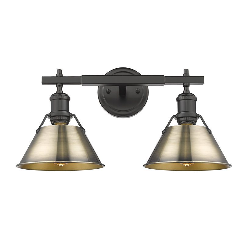 Weatherford 2 - Light Dimmable Vanity Light, Matte Black, Aged Brass