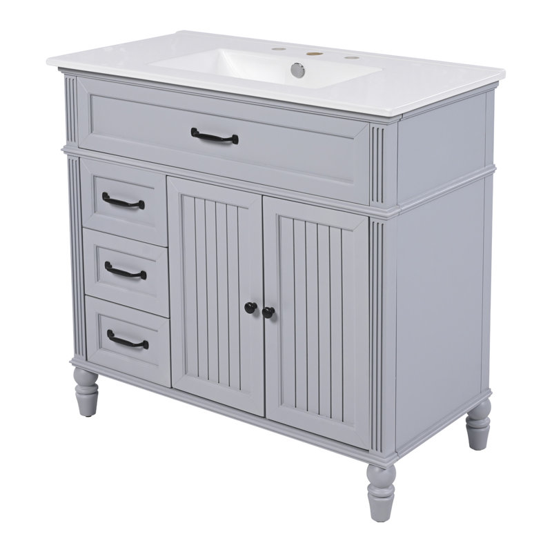 Meuble-lavabo 36 po avec lavabo, Gris