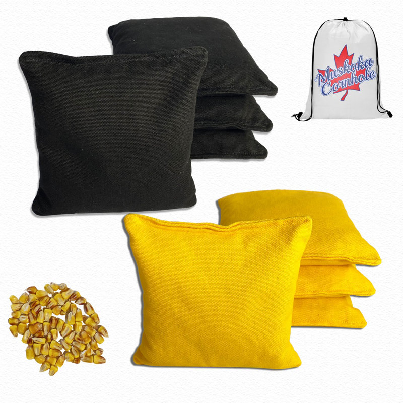 Sacs de cornhole en tissu canard, Noir / Jaune