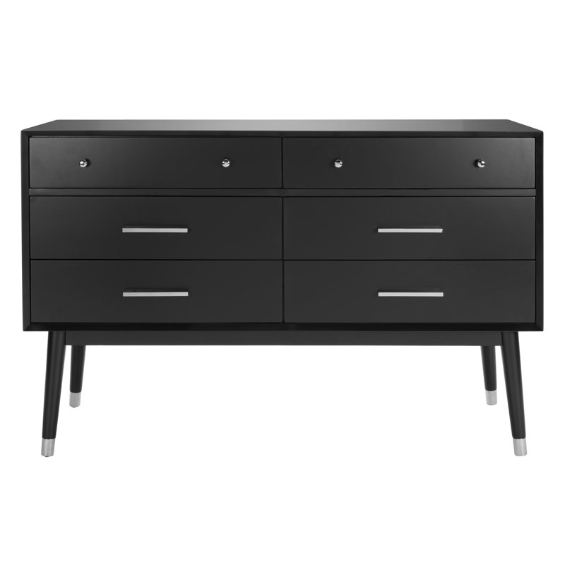 Commode 6 tiroirs Zack, Noir / argenté