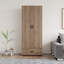 Armoire de rangement 2 portes et 1 tiroir, chêne rustique