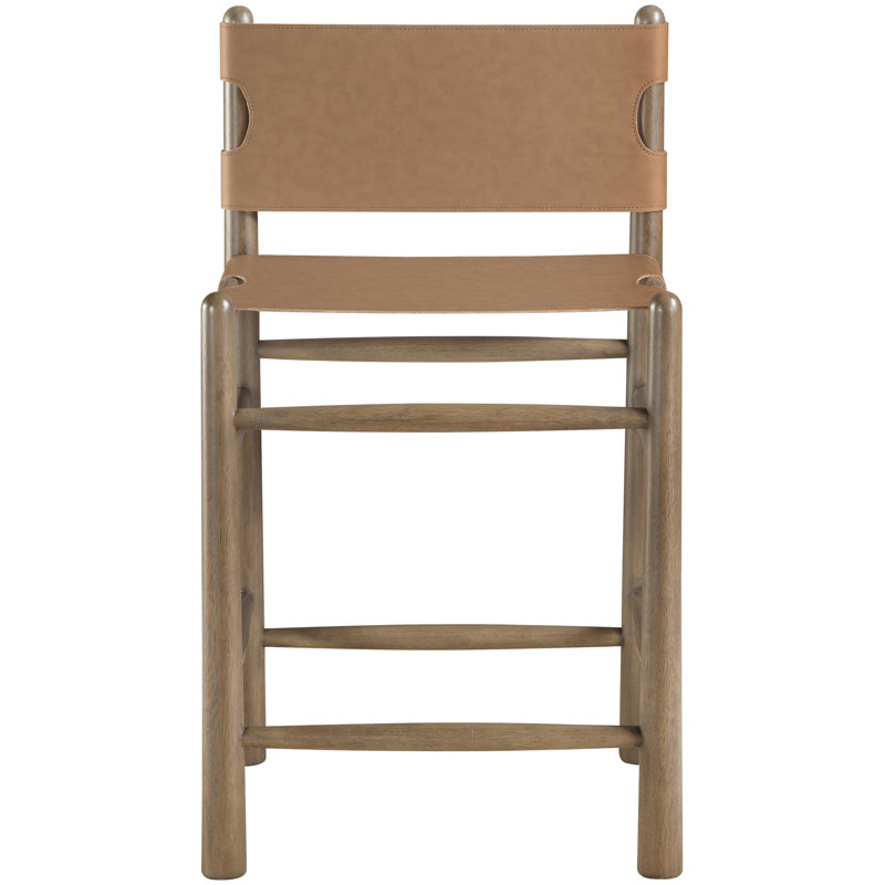 Tabouret de comptoir rembourré Santos, Brun, Cuir brun végétalien