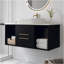 Meuble-lavabo mural moderne 39,4 po avec meuble-lavabo flottant ovale en céramique massif-850812936