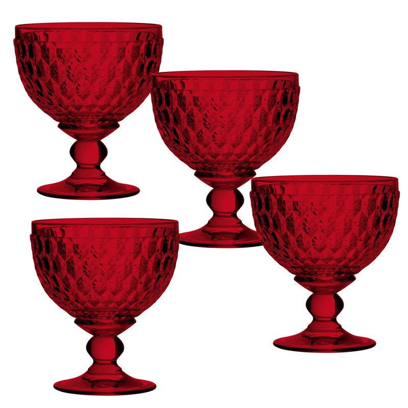 Villeroy & Boch Boston 13.25 oz Crystal Coupe Champagne/Footed Dessert Bowl, 4, Red
