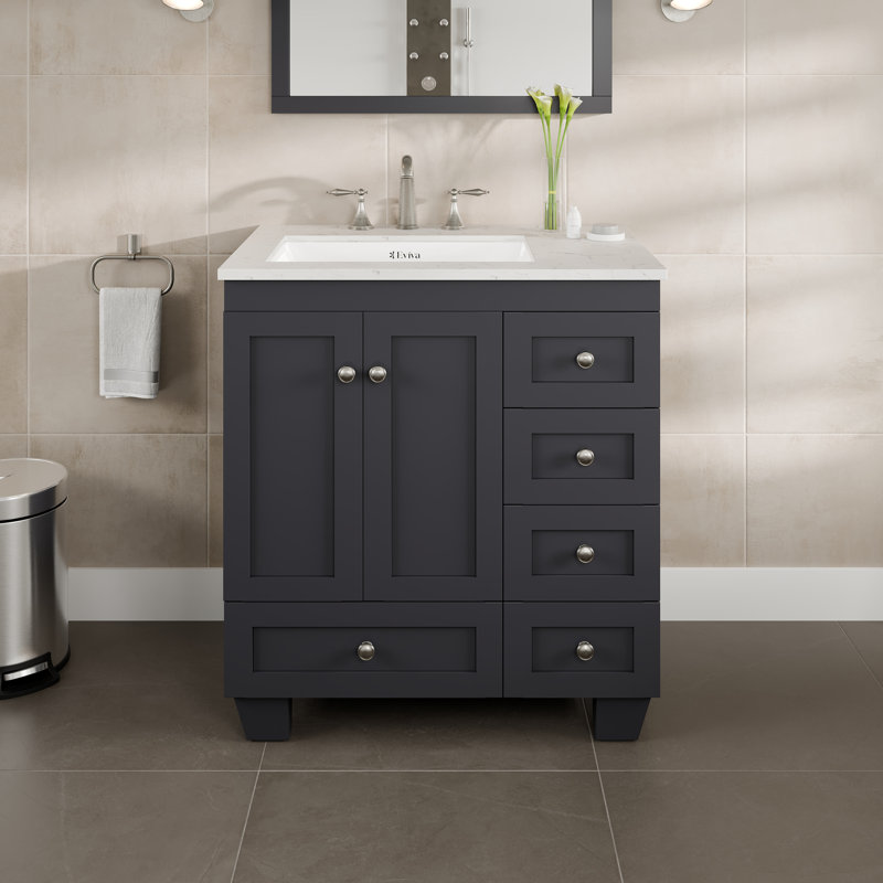 Ensemble de meuble-lavabo simple 30 po Yena, Gris foncé