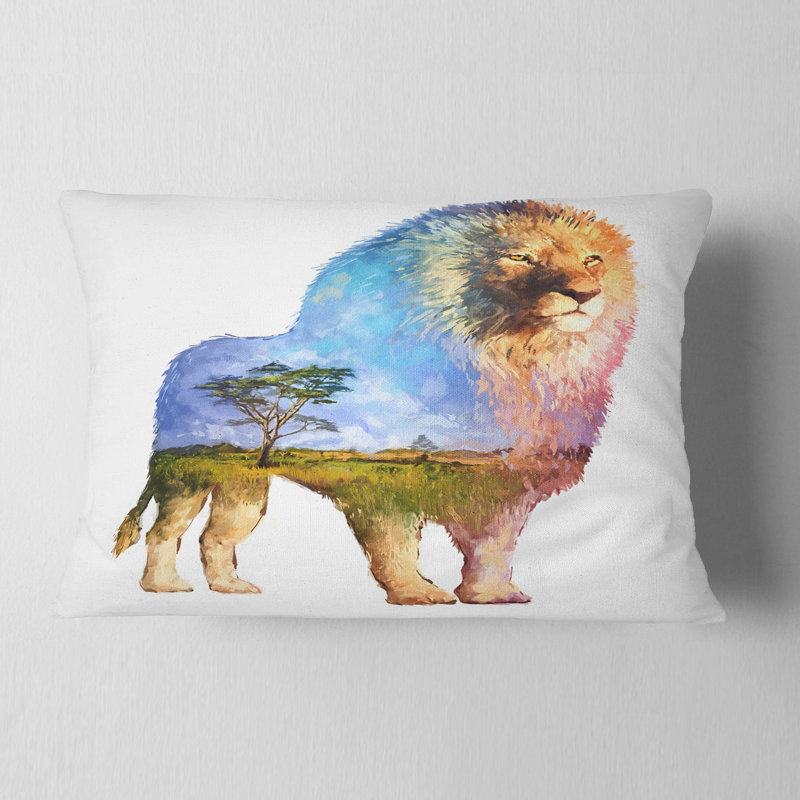 Coussin lombaire à exposition double animal lion