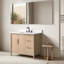 Meuble-lavabo autoportant de 42 po avec plateau en pierre Milano Mist, tablette dissimulée et support pour sèche-cheveux-125008927-125008926