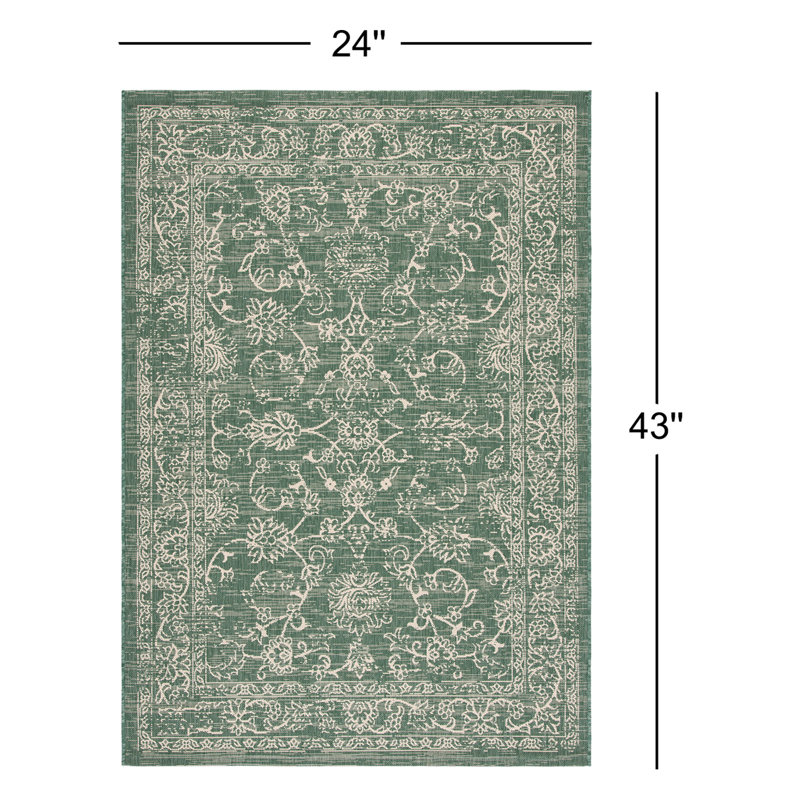 Tapis oriental intérieur / extérieur Inola, Rectangle 2 pi x 3 pi 7 po