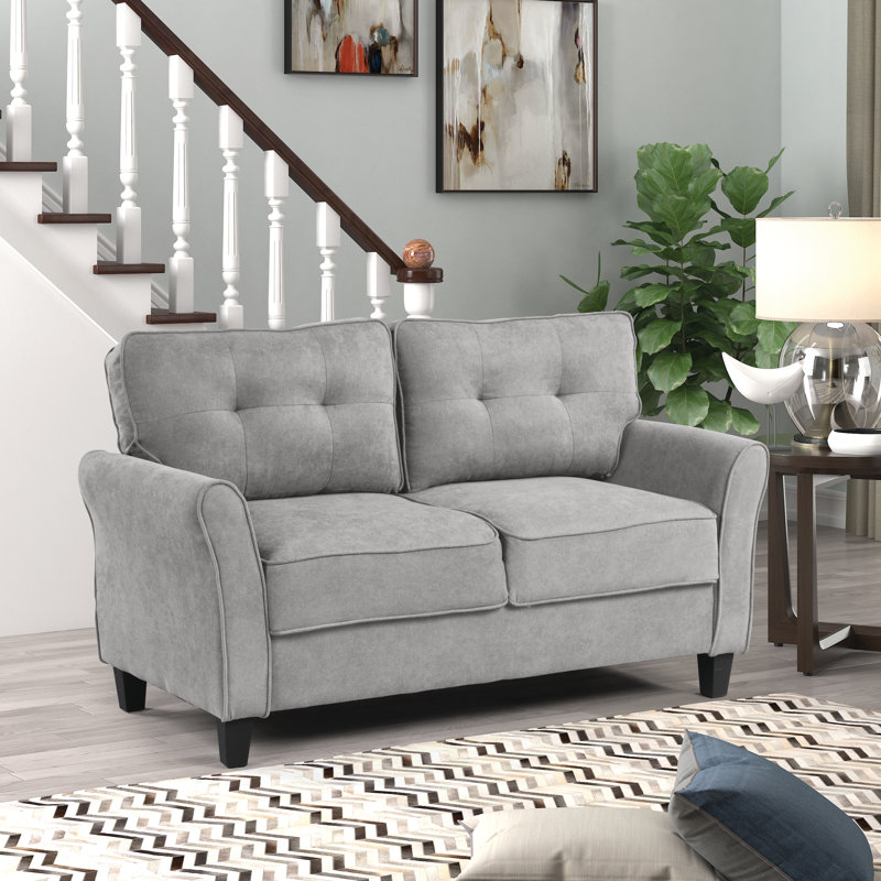 Causeuse à accoudoirs évasés 57,25 po, Gris clair
