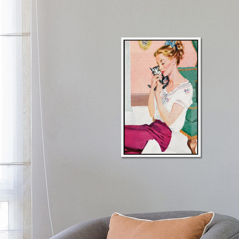 1951 Woman's Journal Magazine Plate - Print on Canvas, 66.04cm H x 45.72cm W x 3.81cm D, White Floater Framed
