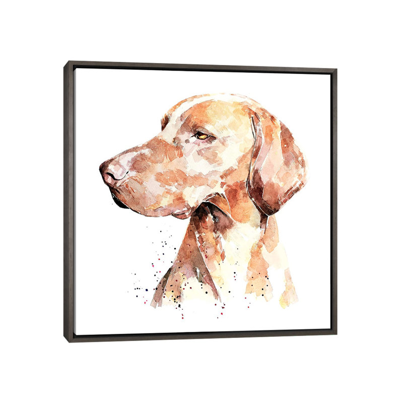 Vizsla a Penny for Your pensé par EdsWatercolours - impression, H 18 po x l 18 po x 1,5 po, Pas de tapis