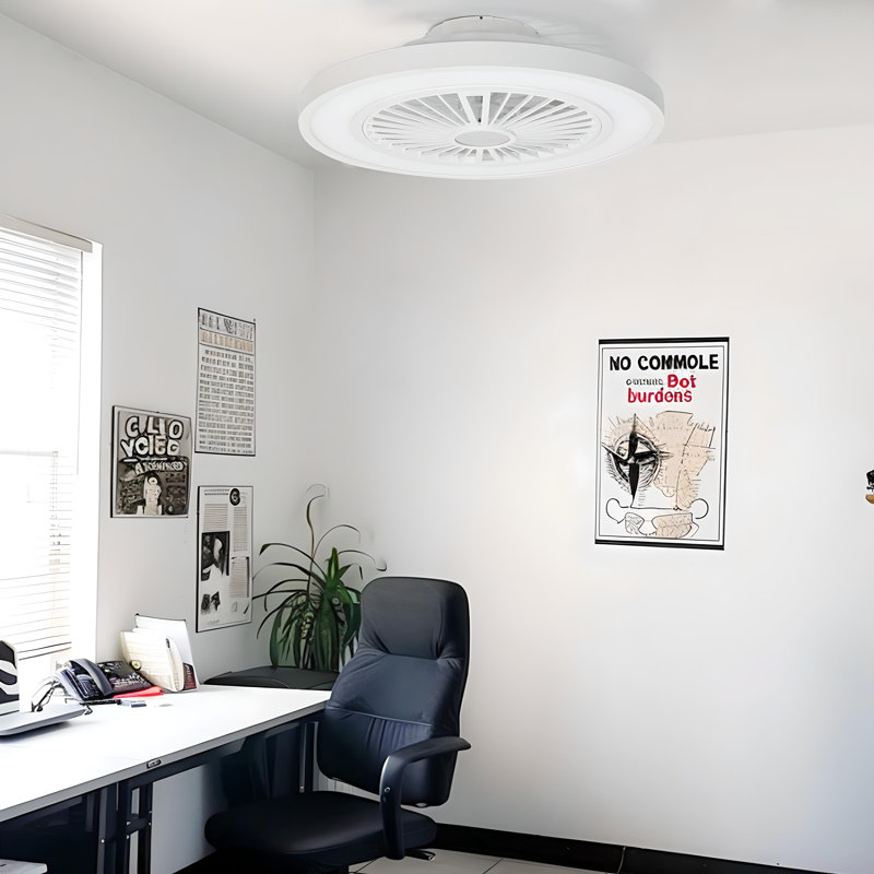 Kelman 22'' Flush Mount Ceiling Fan with Light and Remote, Dimmable, 1800K Nightlight/Backlight, White