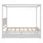 Wood Canopy Bed With Two Drawers, Full Size Canopy Platform Bed With Support Slats .No Box Spring Needed