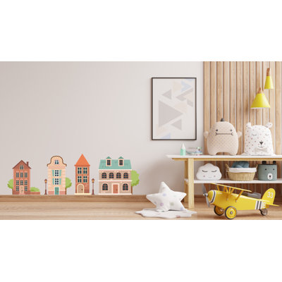 Autocollants muraux maison, autocollants muraux ville, art mural maisons, autocollant mural chambre d'enfant, décor de chambre d'enfant, autocollants muraux de chambre de bébé, décoration de salle de jeux