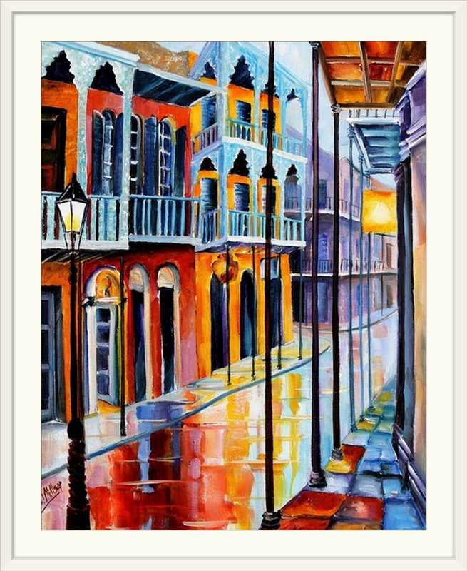 «Rain on Royal» par Bebe, reproduction d'art, Cadre blanc, H 38 po x l 32 po x P 1 po