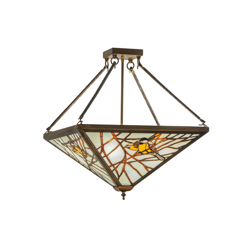 Rustic Lodge Glass Semi Flush Mount