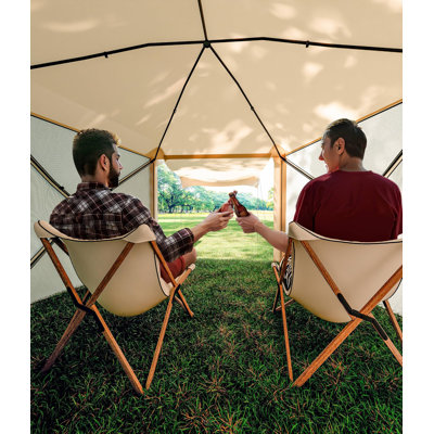 Tente de kiosque à abat-jour kaki - Abri d'extérieur à 5 côtés avec tissu imperméable Oxford 210D - Installation facile et portatif, auvent extérieur, kaki