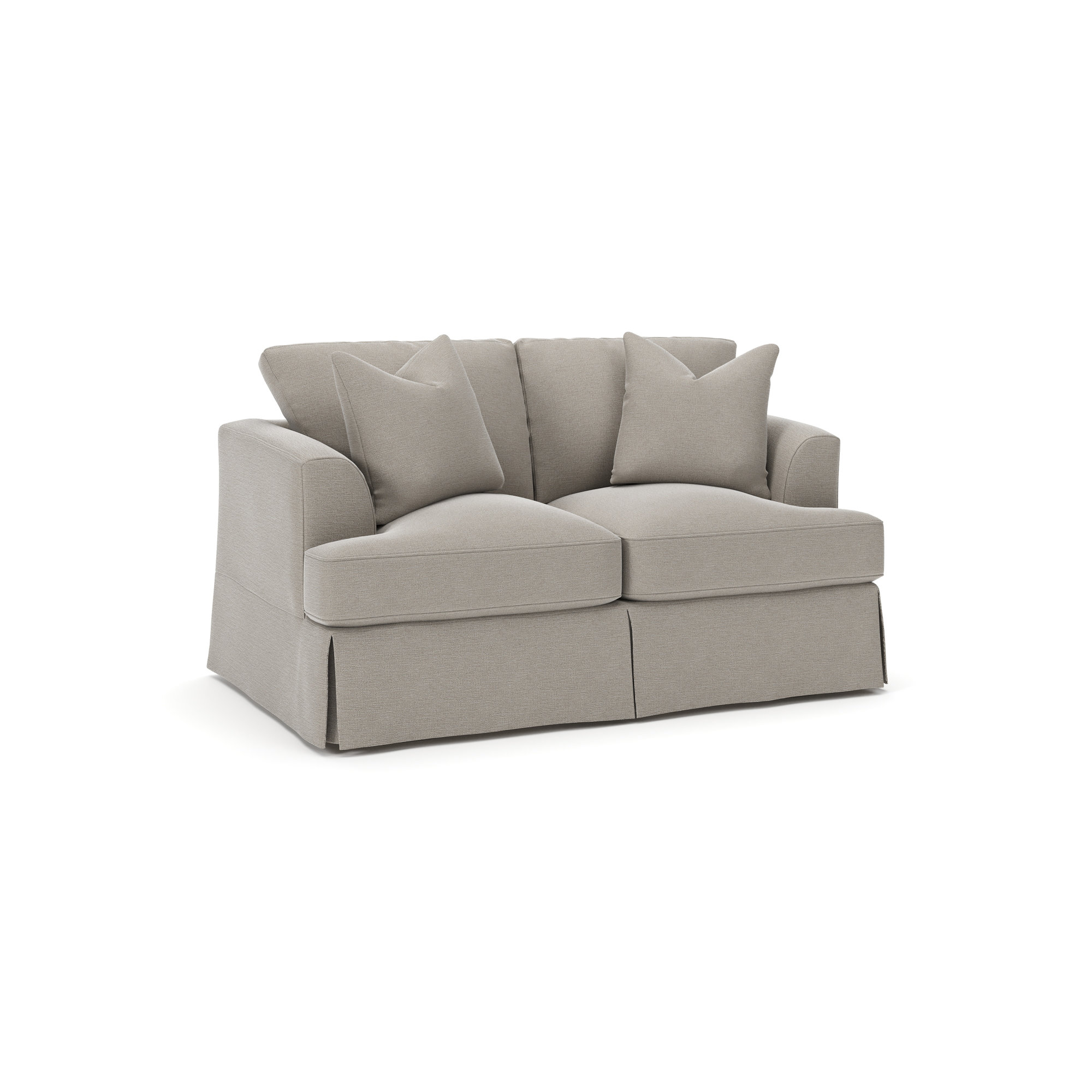 Lucia 65.5" Recessed Arm Slipcovered Loveseat, Drusky Linen Sustain® Basketweave