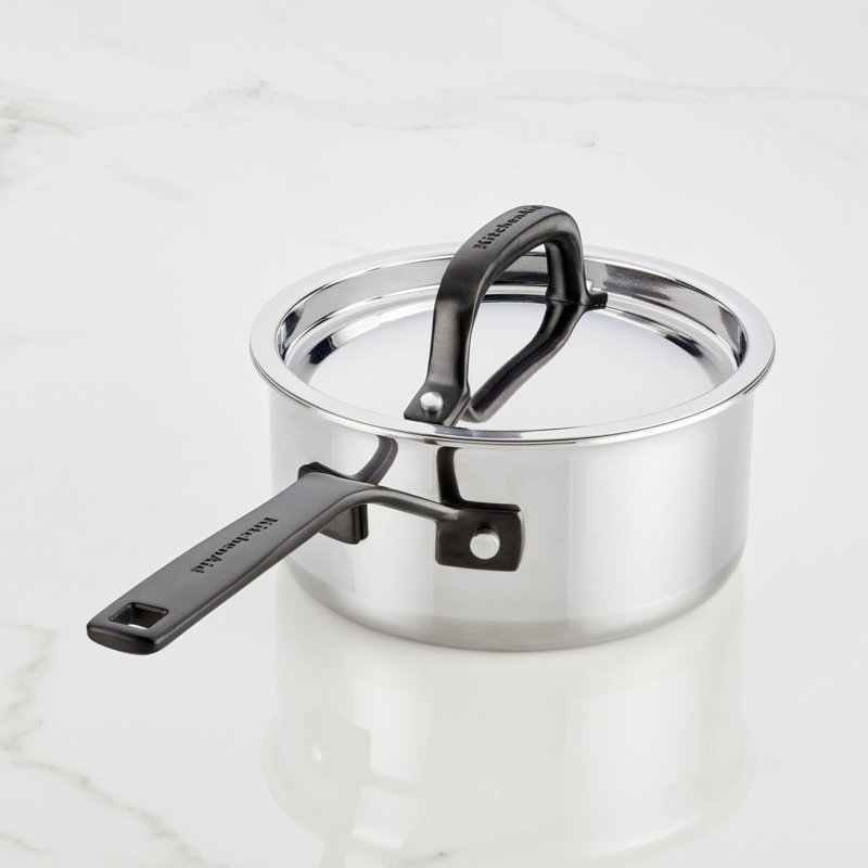 KitchenAid® 5-Ply Clad Stainless Steel Induction Saucepan with Lid, 1.5-Quart