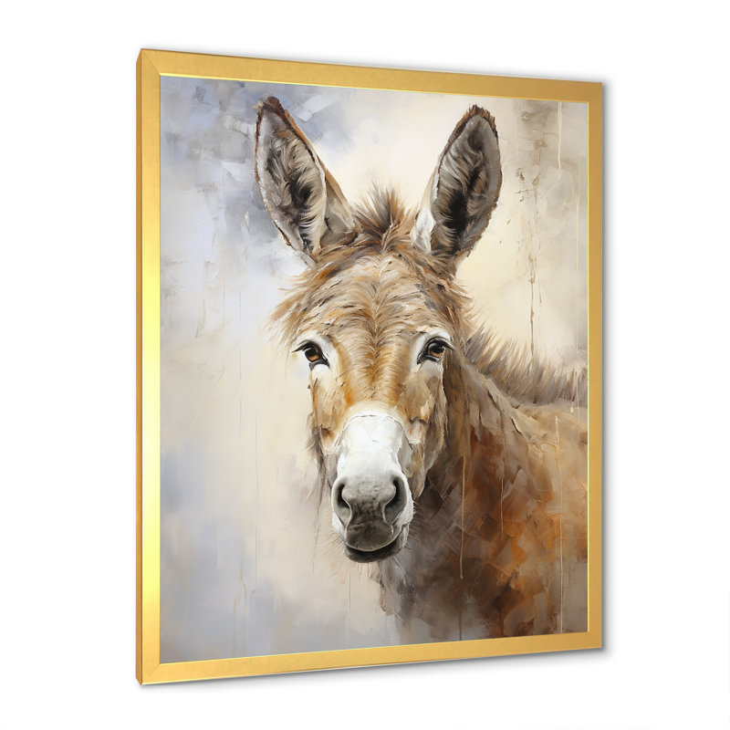Soph sophistiqué Donkey Portrait II - Donkey, reproduction d'art sur toile encadrée, H 40 po x l 30 po x P 1,5 po