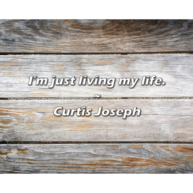 Citation artistique «Je vis ma vie». Toile tendue par Curtis Joseph